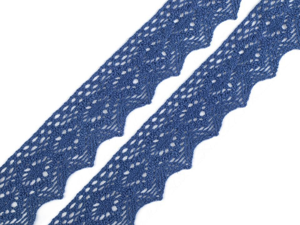 Krajka paličkovaná šíře 46 mm, barva 7 modrá delta