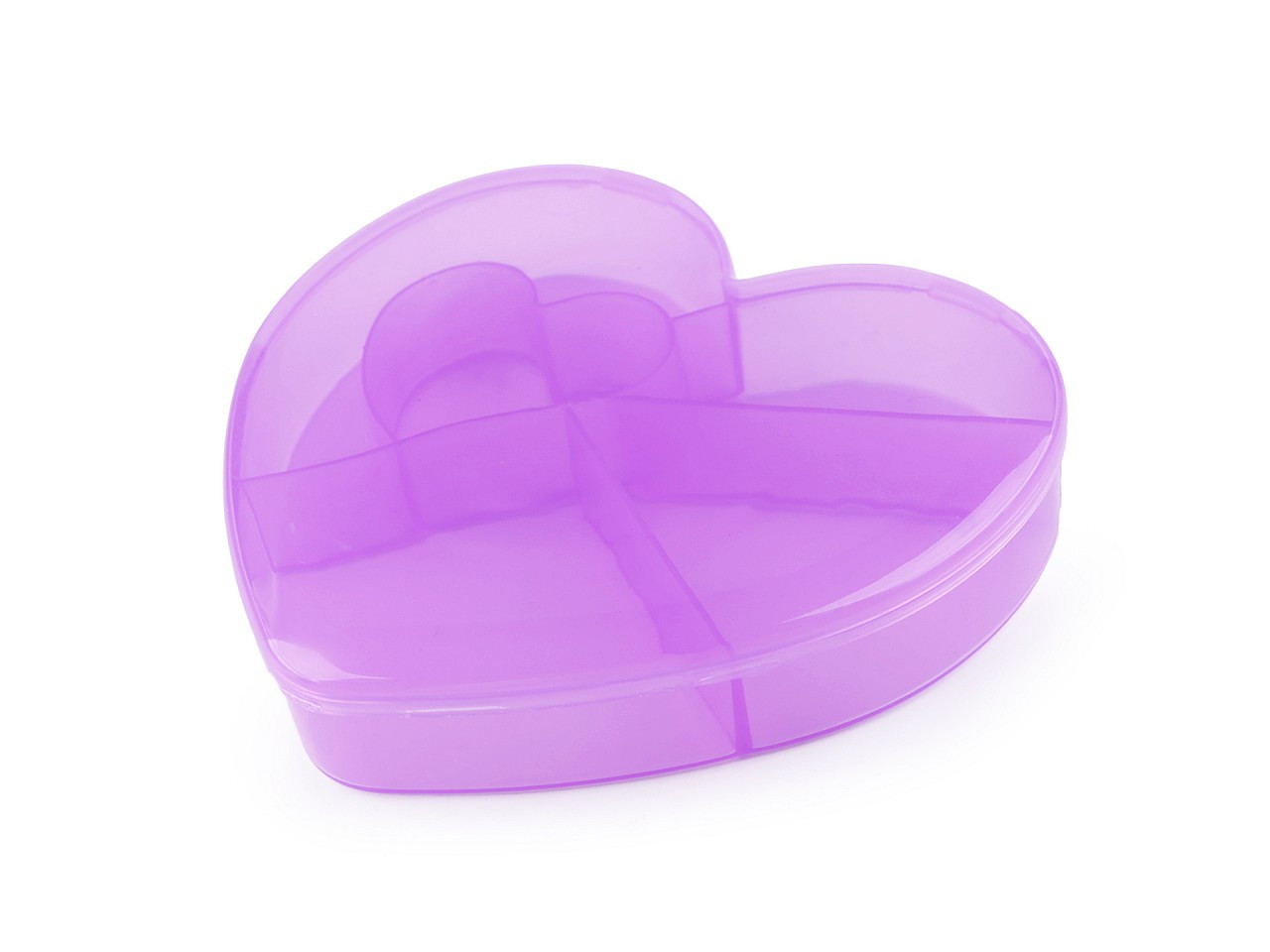 Plastový box / zásobník srdce 12x13,5x2,5 cm, barva 3 fialová