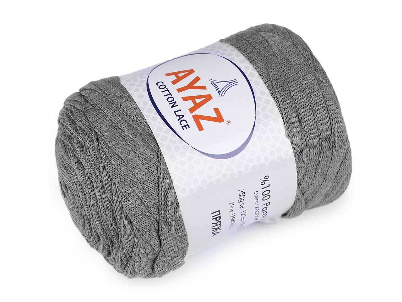 Bavlněná pletací příze Cotton Lace 250 g, barva 13 (1130) šedá