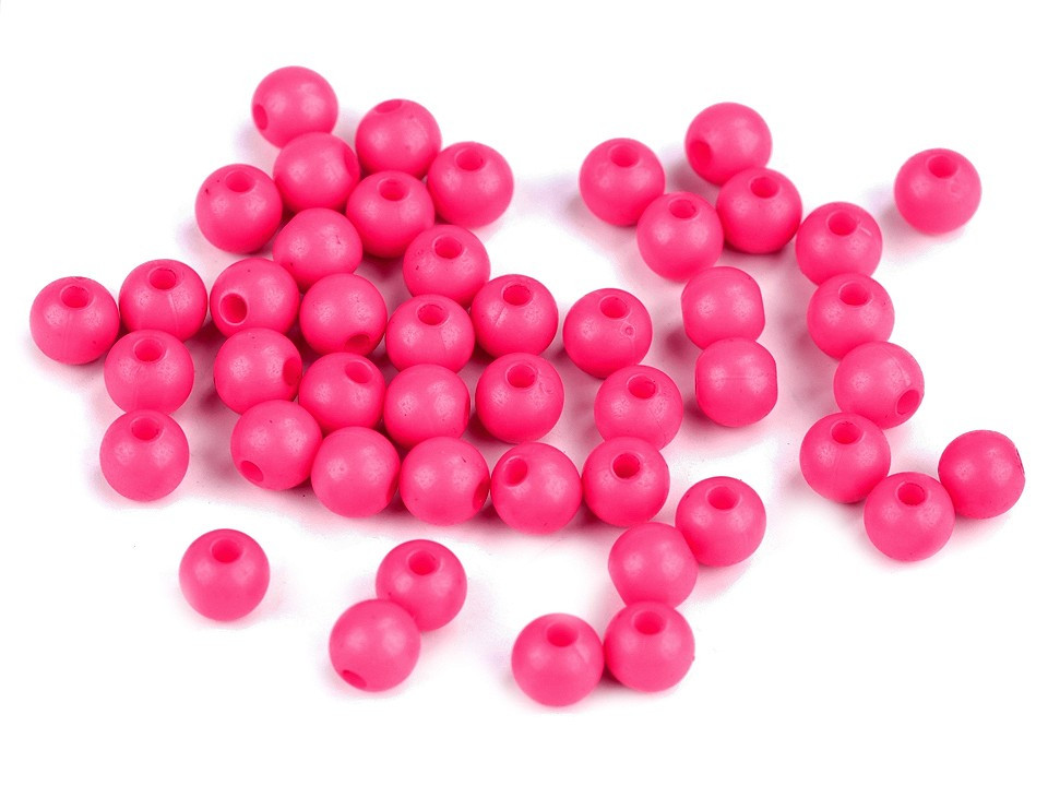 Plastové korálky Color Ø6 mm, barva 3 (S005) růžová