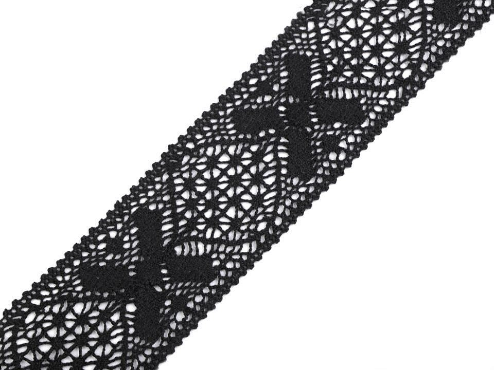 Krajka / vsadka paličkovaná šíře 65 mm, barva 3 černá