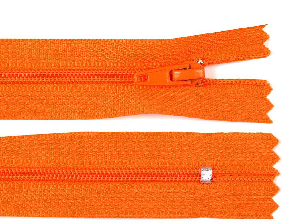 Spirálový zip šíře 3 mm délka 18 cm pinlock, barva 158 oranžová