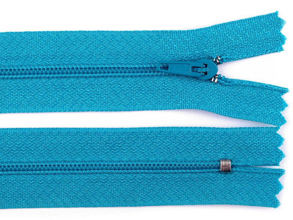 Spirálový zip šíře 3 mm délka 20 cm pinlock, barva 207 modrá tyrkys