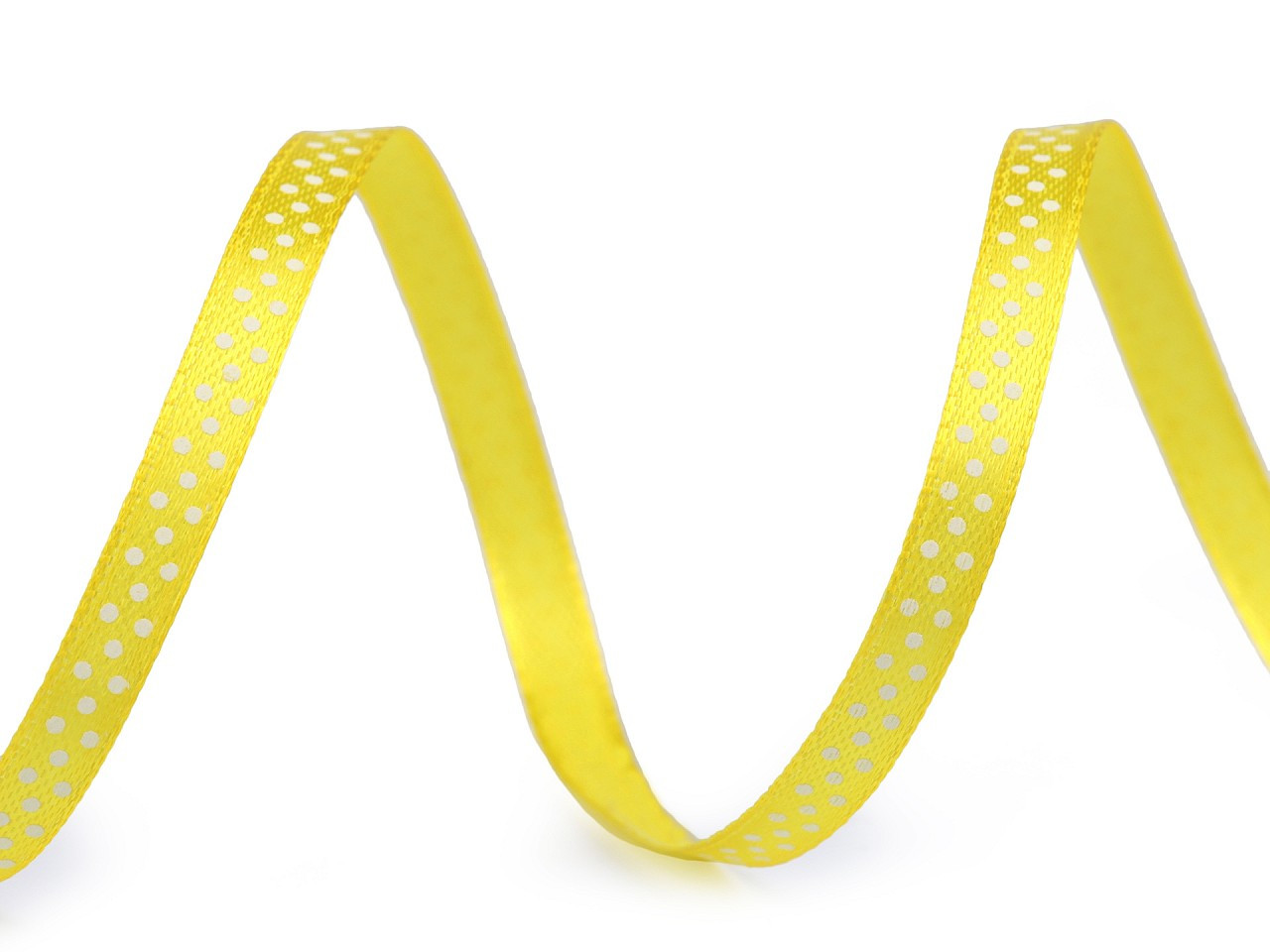 Saténová stuha s puntíky šíře 6 mm, barva 1 žlutá