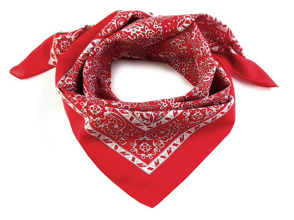 Bavlněný šátek kašmírový vzor 70x70 cm, barva 6 červená světlá