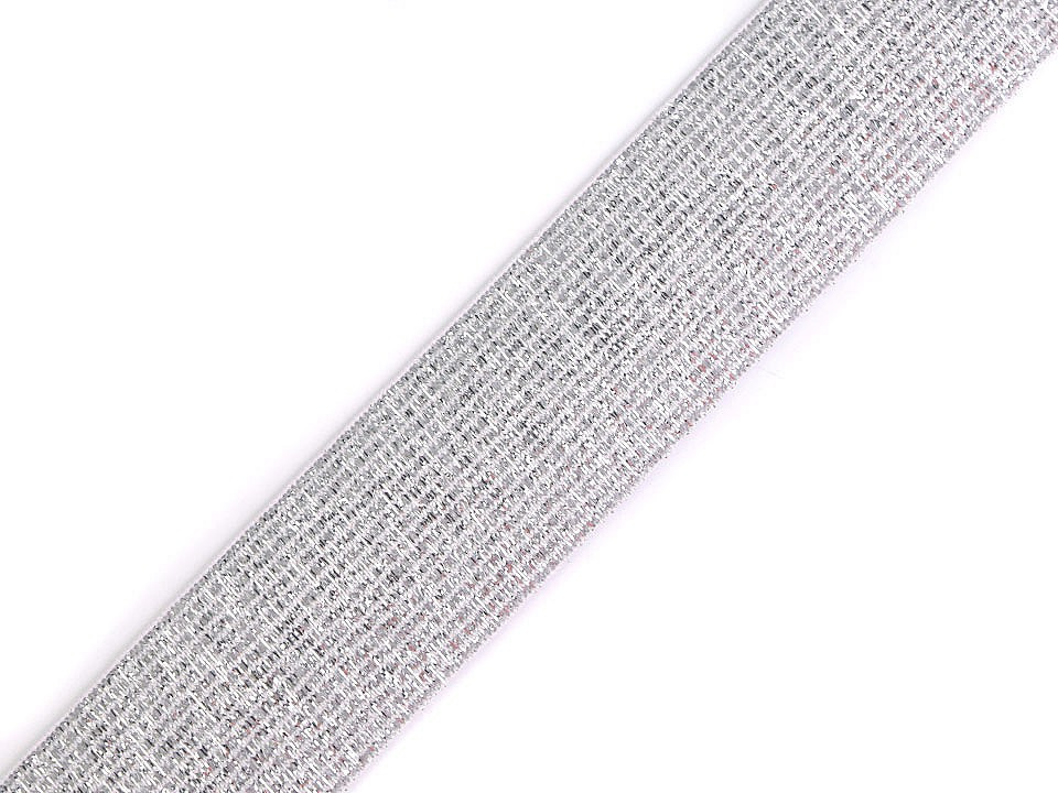 Pruženka s lurexem šíře 30 mm, barva 1 bílá stříbrná