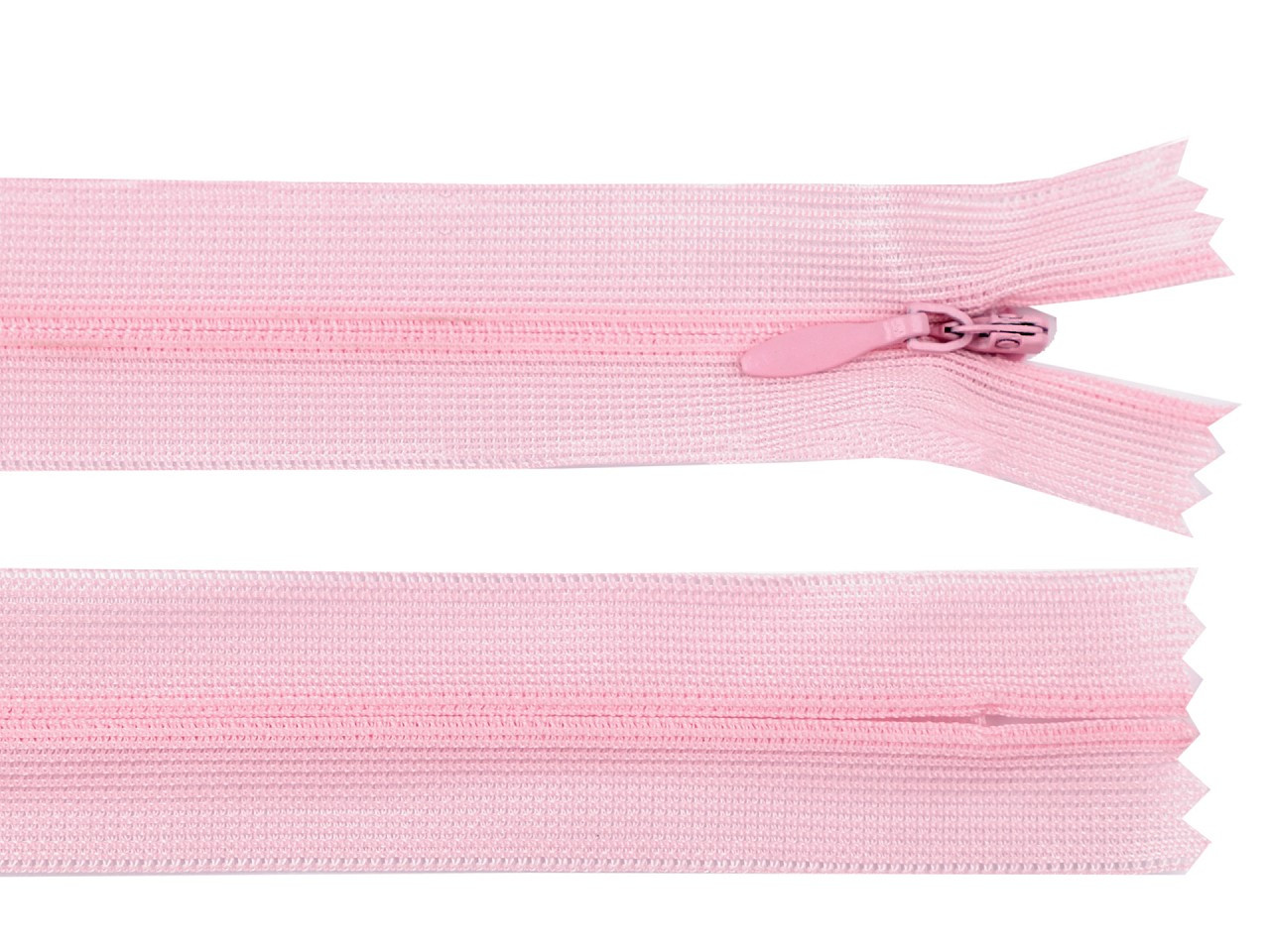 Spirálový zip skrytý šíře 3 mm délka 30 cm dederon, barva 133 růžová světlá
