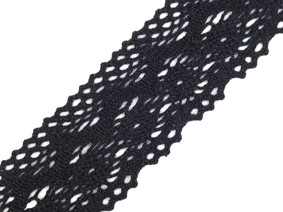Bavlněná krajka paličkovaná šíře 40 mm, barva 5 černá
