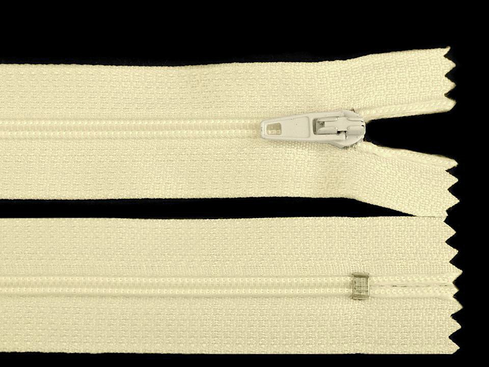 Spirálový zip šíře 3 mm délka 16 cm autolock, barva 103 krémová nejsvět.