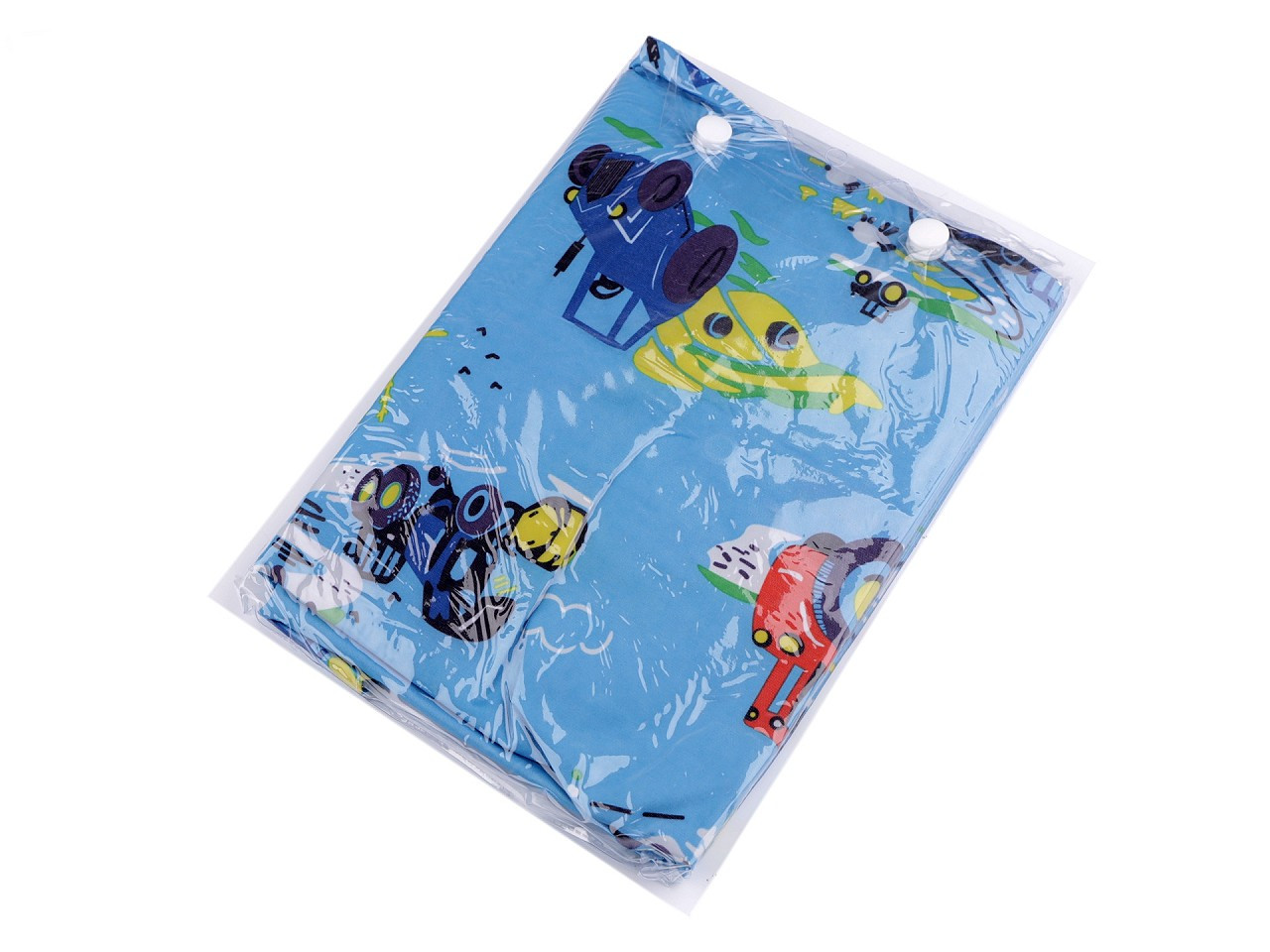 Dětská pláštěnka s obrázky, barva 24 (vel. 164) modrá světlá auto