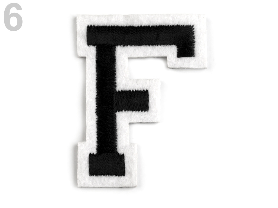 Nažehlovačka písmena, barva 6 "F" černá