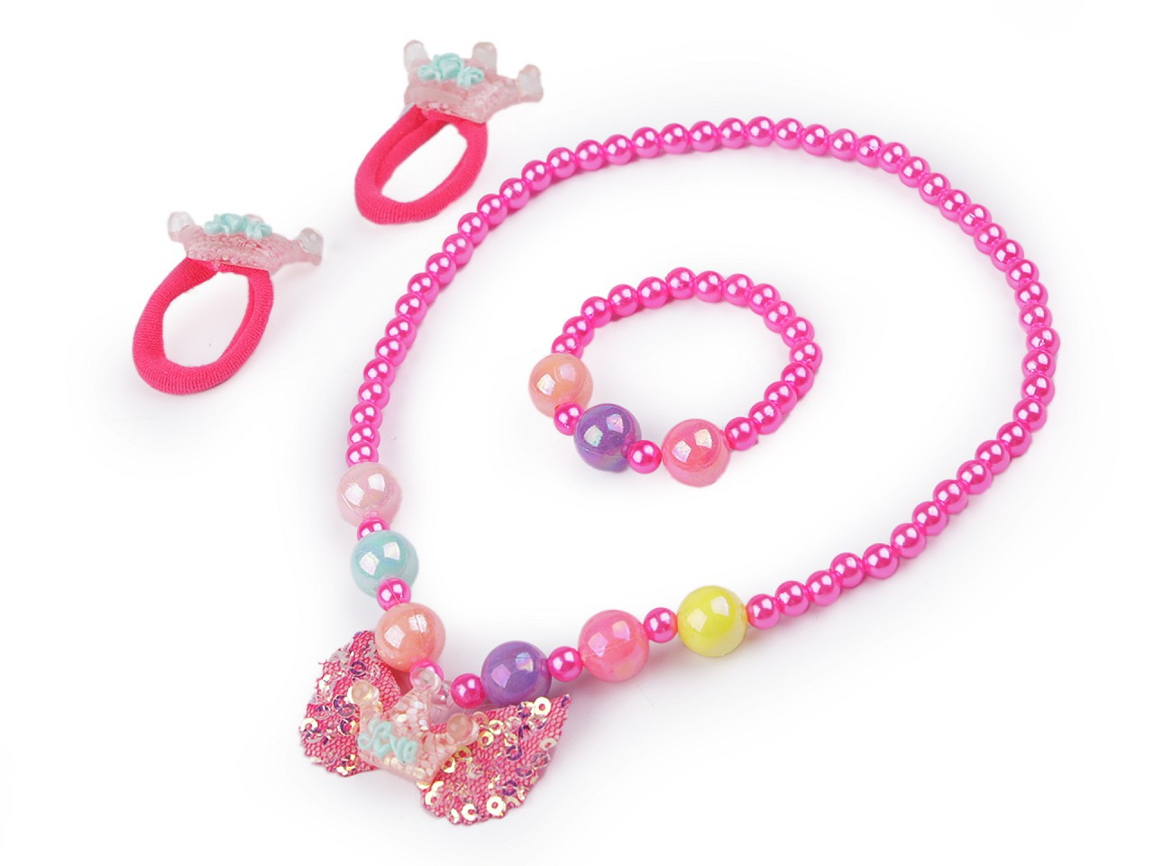 Dětská sada šperků, barva 9 (gumičky) růžová ostrá