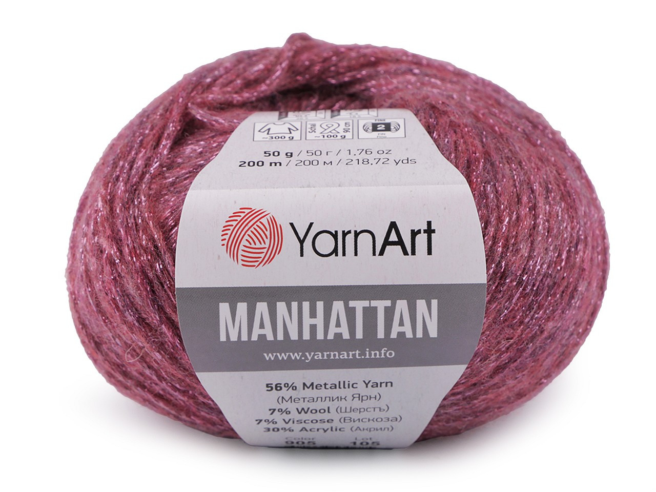 Pletací příze Manhattan 50 g, barva 9 (905) starorůžová tm.
