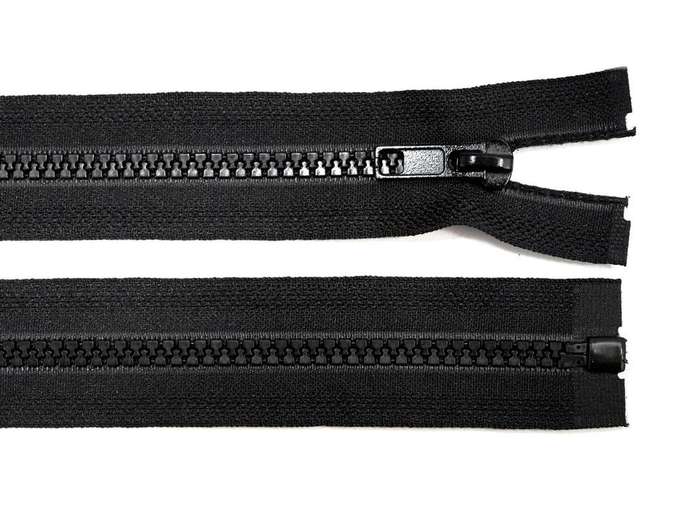 Kostěný zip šíře 5 mm délka 200 cm bundový černý MAD, barva Černá