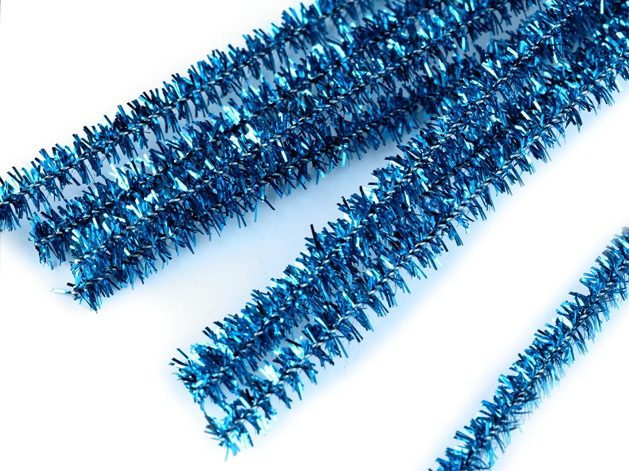 Fotografie Chlupaté modelovací lurexové drátky Ø6 mm délka 30 cm, barva B009 modrá sytá