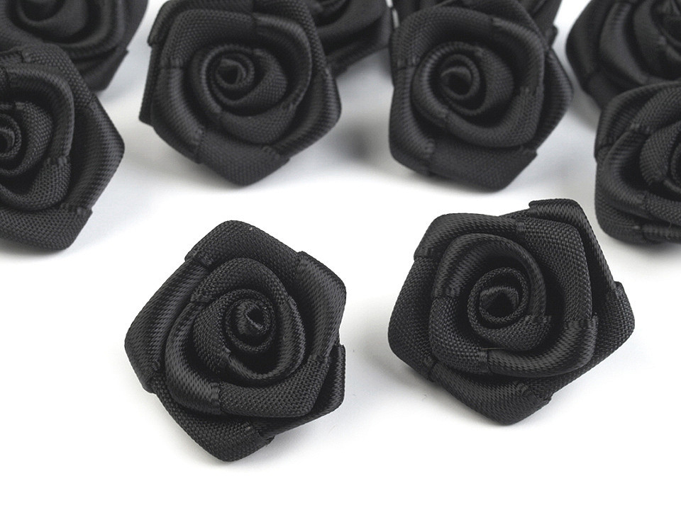 Saténová růže Ø20 mm, barva 9 černá