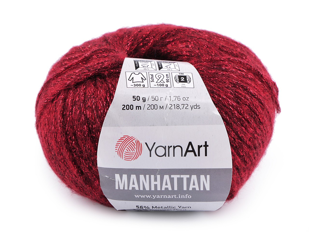 Pletací příze Manhattan 50 g, barva 5 (913) červená
