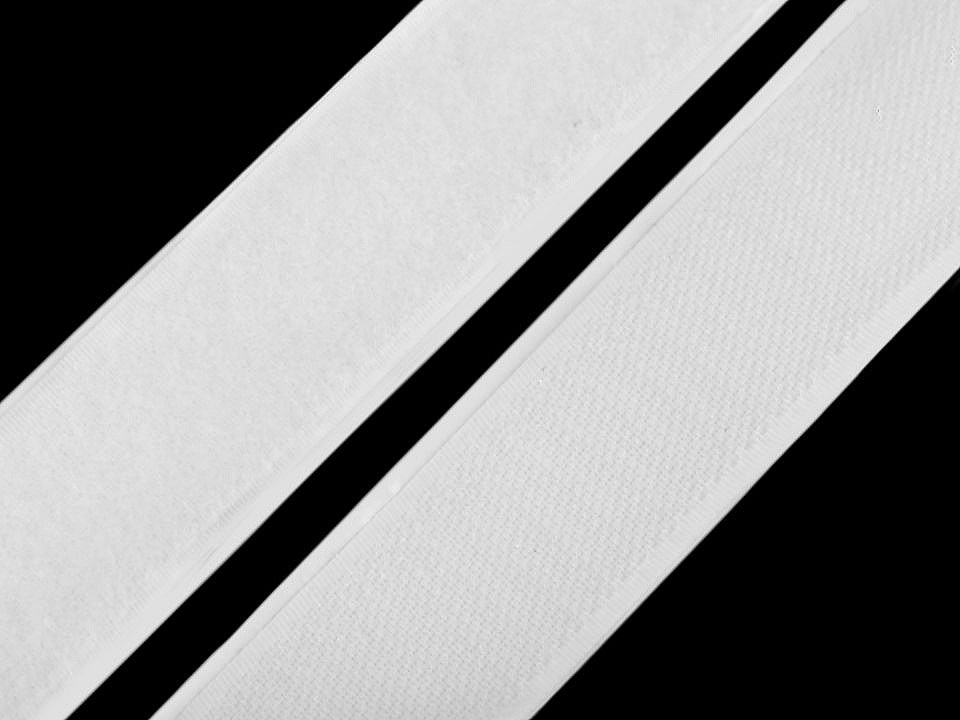 Fotografie Suchý zip háček + plyš samolepicí šíře 30 mm, barva bílá