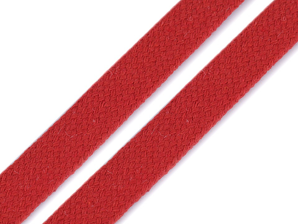 Oděvní šňůra plochá / dutinka šíře 11-15 mm, barva 2 červená