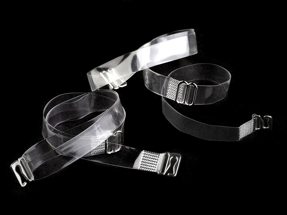 Ramínka silikonová šíře 10 mm; 15 mm s kovovým zapínáním, barva 1 (10 mm) transparent platina