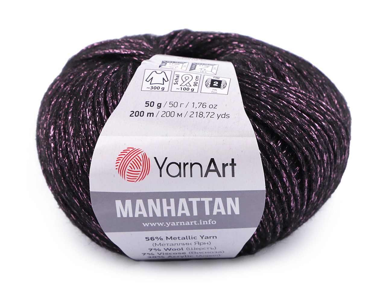 Pletací příze Manhattan 50 g, barva 8 (906) černá fialová