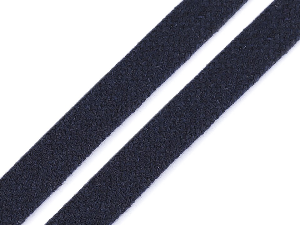 Oděvní šňůra plochá / dutinka šíře 11-15 mm, barva 4 modrá tmavá