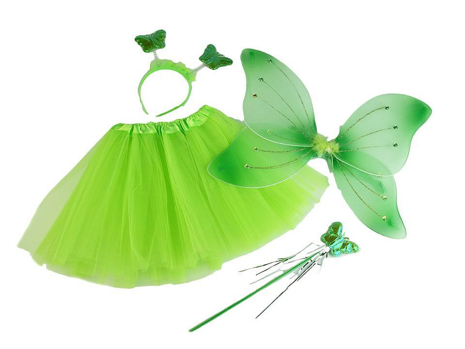 Karnevalový kostým - motýlí víla, barva 8 zelená limetková