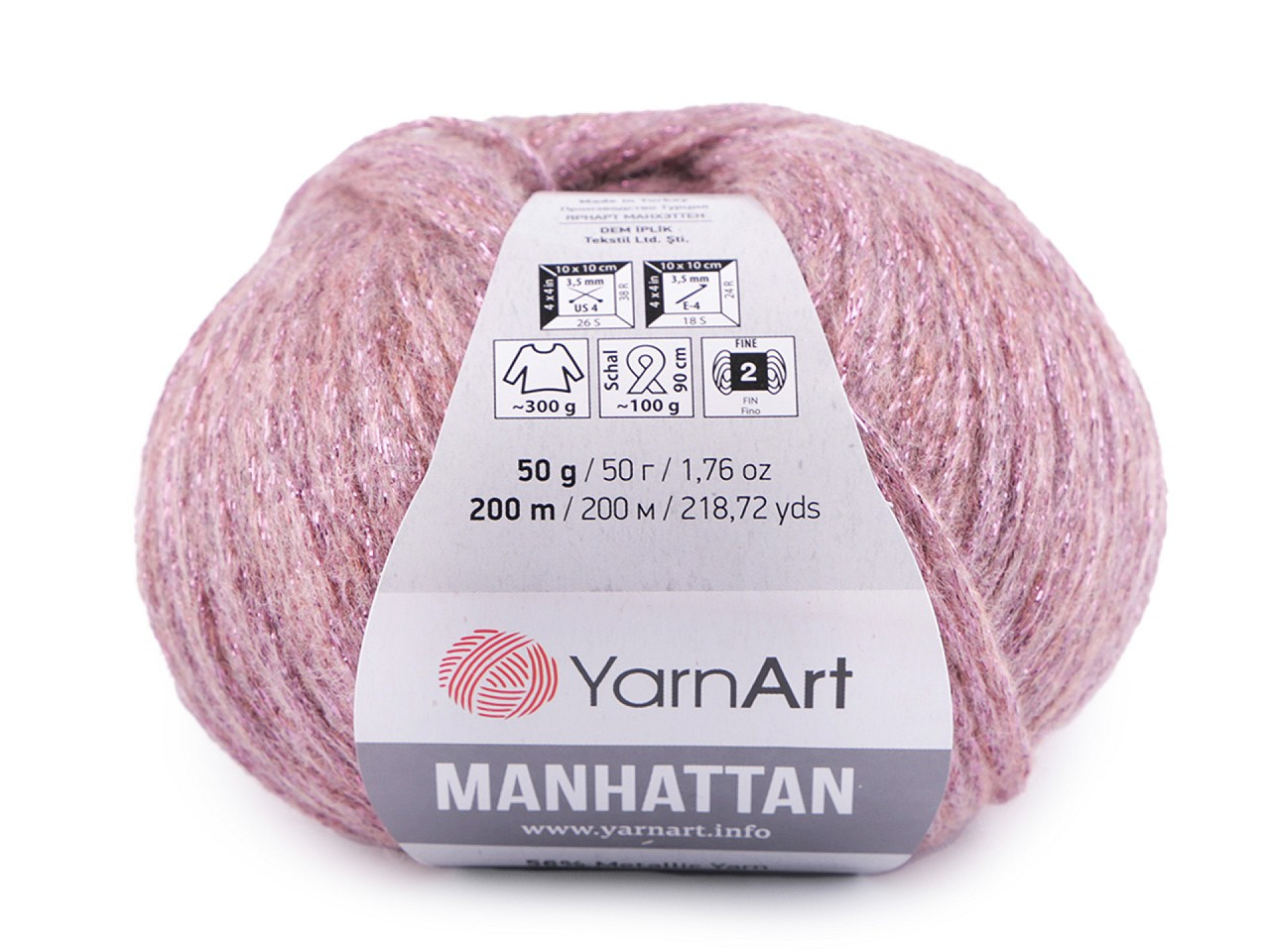 Pletací příze Manhattan 50 g, barva 3 (909) starorůžová