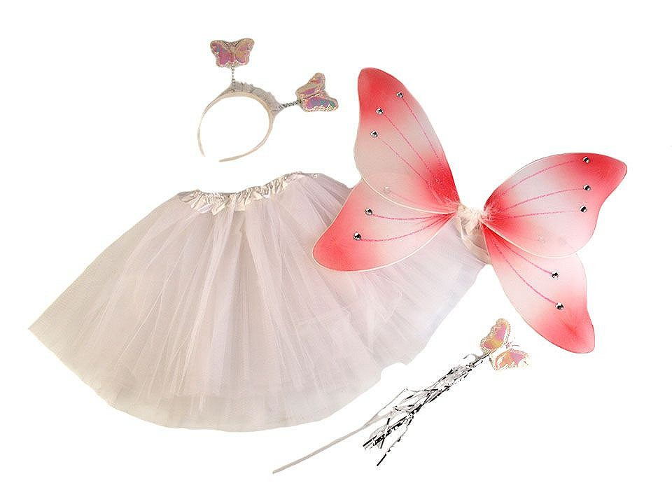 Karnevalový kostým - motýlí víla, barva 1 bílá
