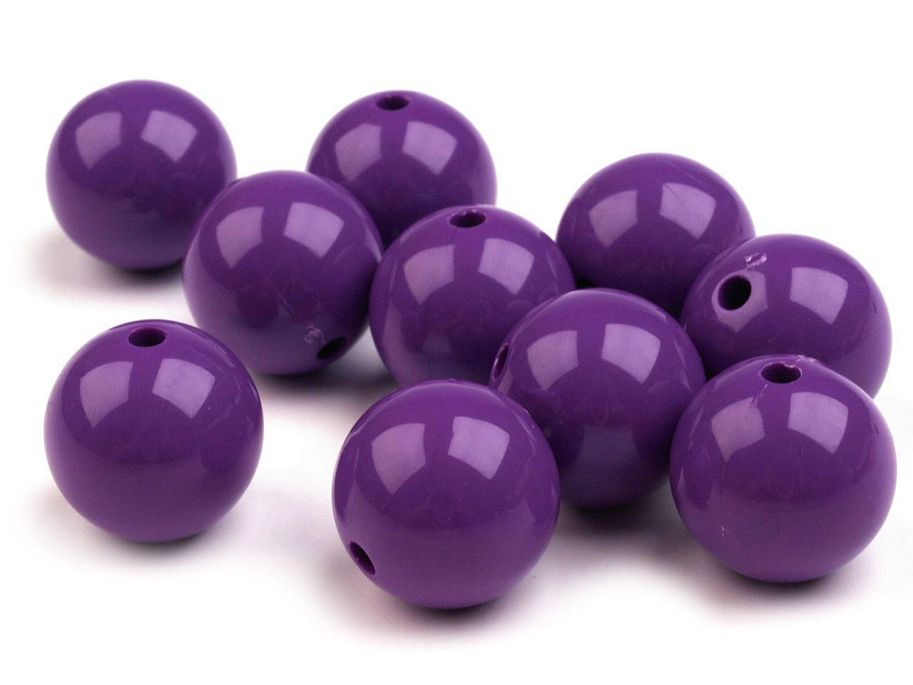 Plastové korálky Color Ø20 mm, barva 1 fialová purpura