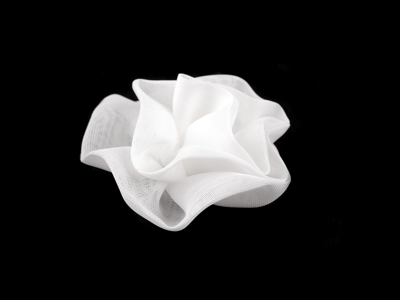 Textilní květ k našití a nalepení Ø6,5 cm, barva 1 bílá