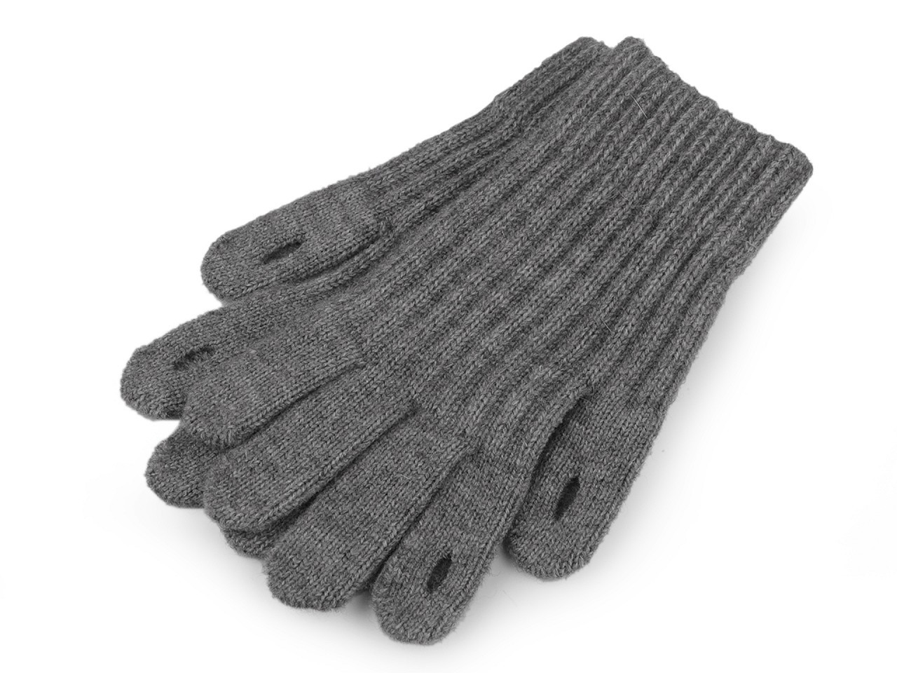 Pletené rukavice s otvory pro ovládání dotykových zařízení, barva 2 šedá