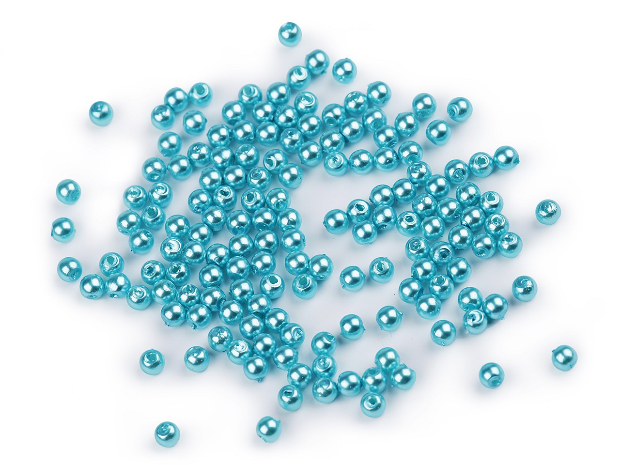 Plastové voskové korálky / perly Glance Ø4 mm, barva F32 modrá tyrkys