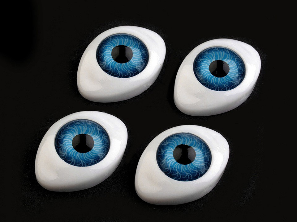 Plastové oči k nalepení 16x23 mm, barva 1 modrá