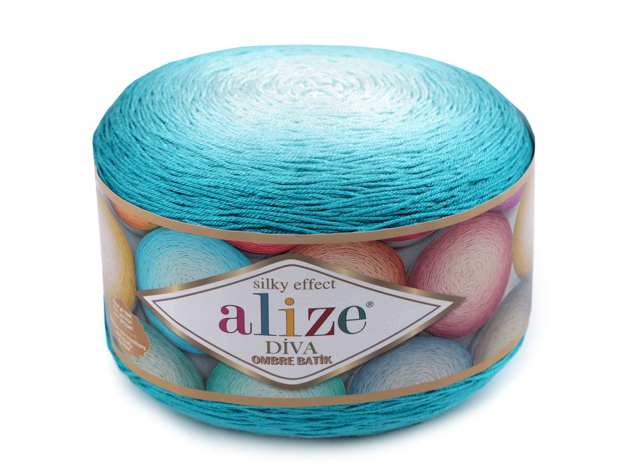 Pletací příze Diva Ombre Batik 250 g, barva 5 (7371) tyrkys nejsv. tyrkys