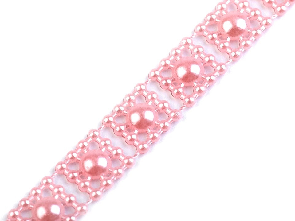 Borta s perlami - půlperle šíře 9 mm, barva 3 růžová