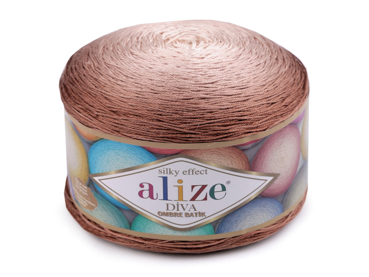 Pletací příze Diva Ombre Batik 250 g, barva 2 (7375) béžová světlá hnědá