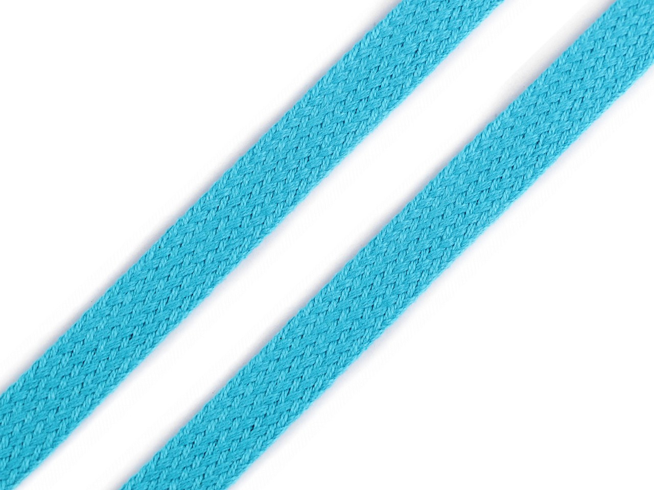 Bavlněná šňůra plochá / dutinka šíře 12 mm, barva 4708 modrá azurová