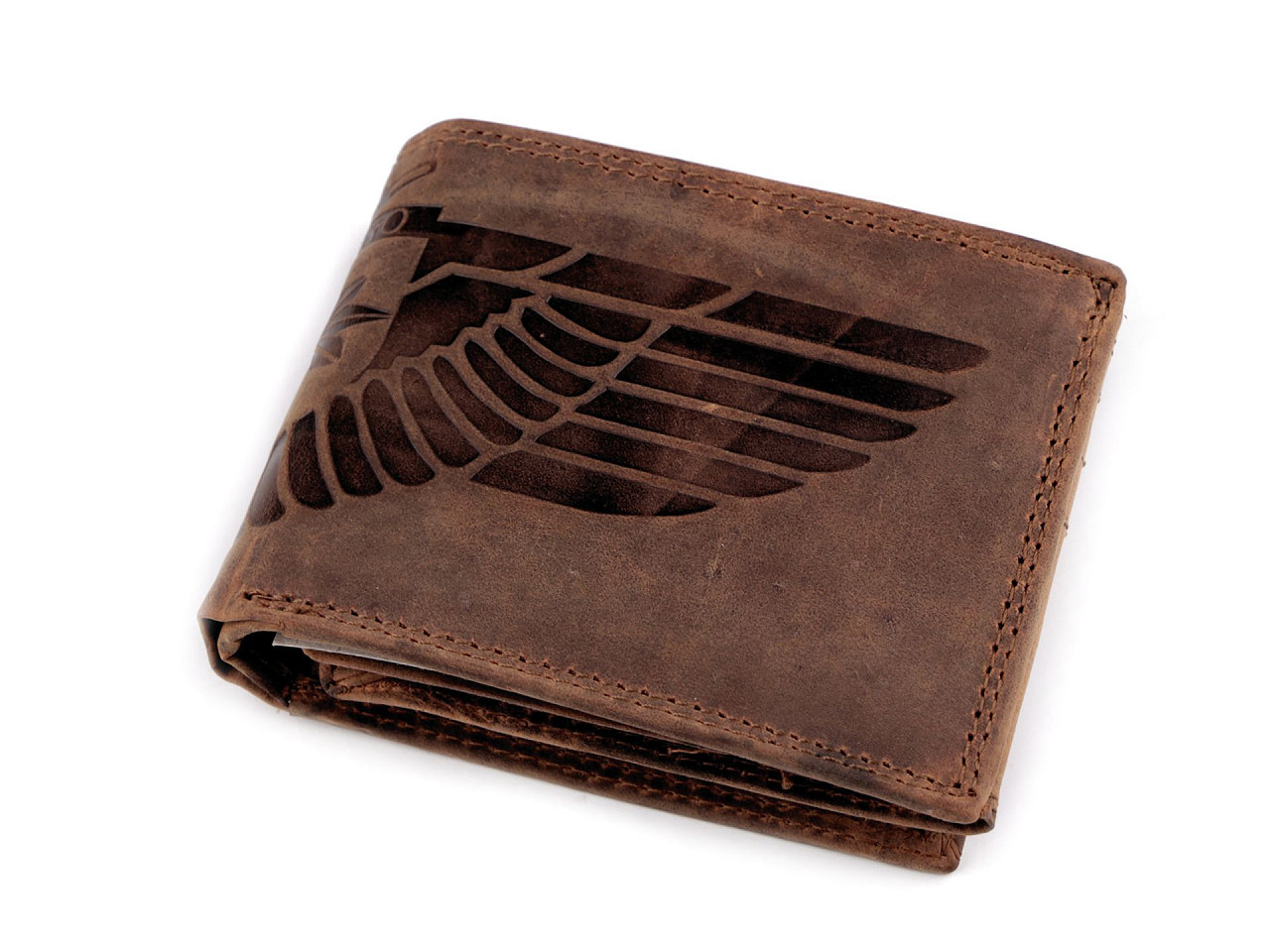 Pánská peněženka kožená pro myslivce, rybáře, motorkáře 9,5x12 cm, barva 27 hnědá křídlo