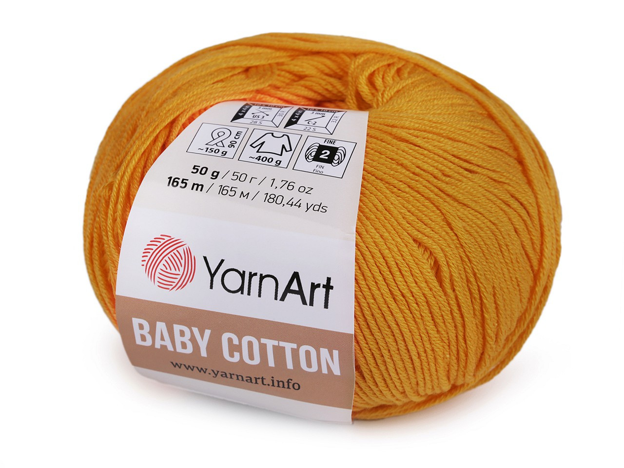 Pletací příze Baby Cotton 50 g, barva 18 (433) hořčicová
