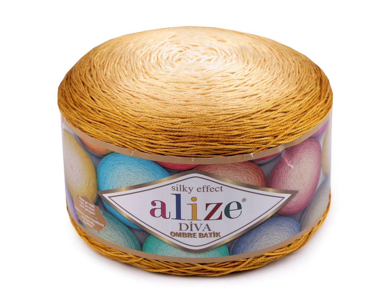 Pletací příze Diva Ombre Batik 250 g, barva 6 (7358) béžová světlá hořčicová