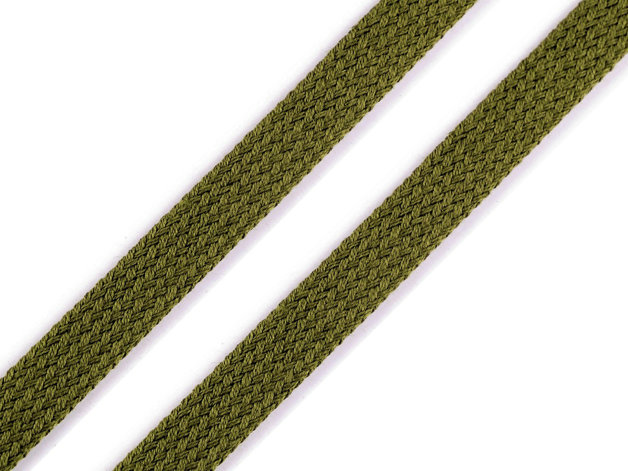 Bavlněná šňůra plochá / dutinka šíře 12 mm, barva 4802 zelená khaki
