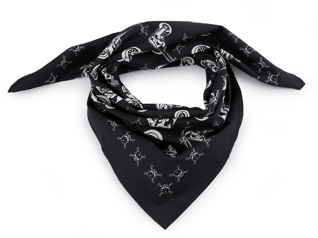 Bavlněný šátek motorky 70x70 cm, barva 1 (bso010) černá