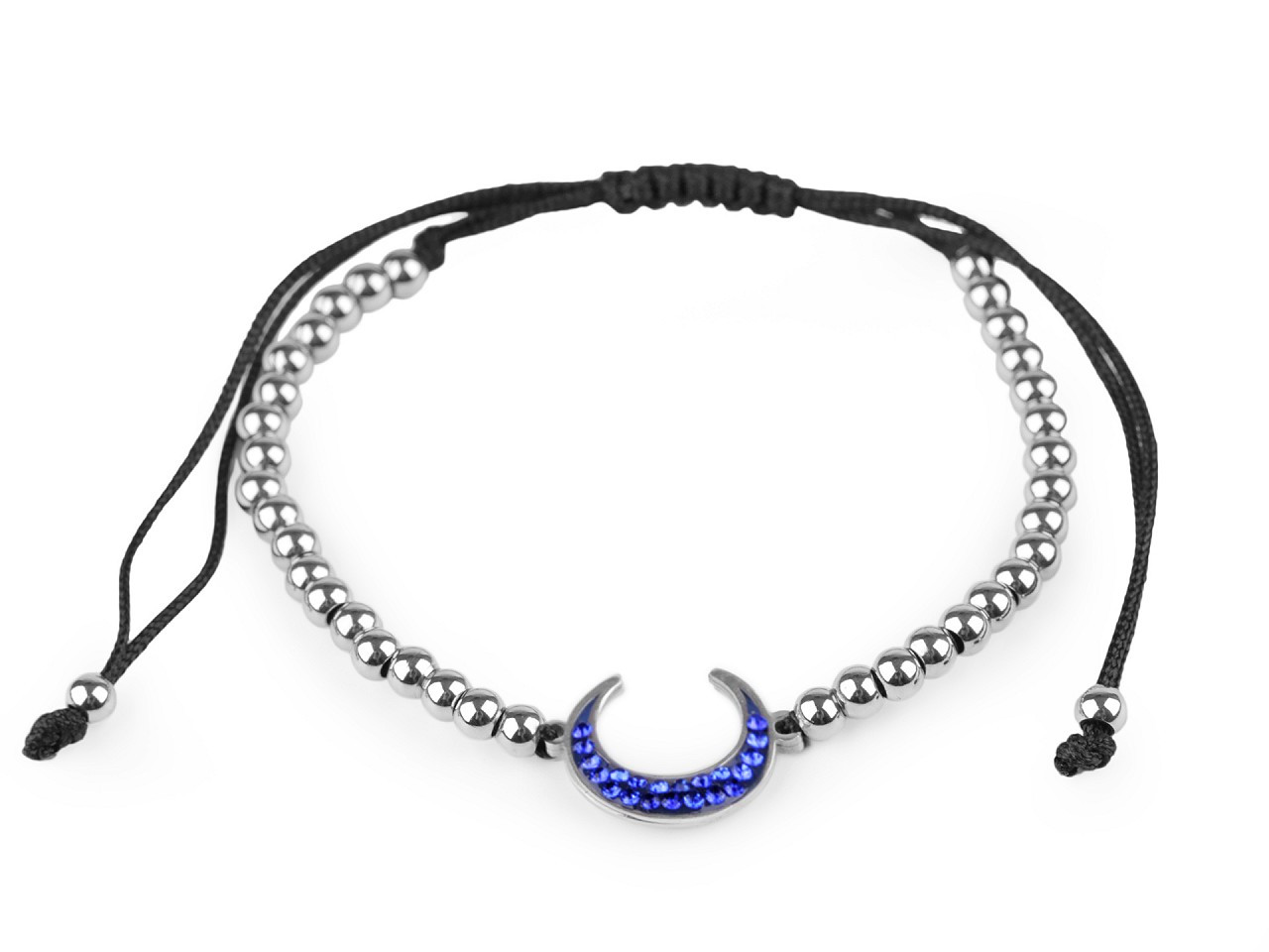 Náramek shamballa z nerezové oceli, barva 16 modrá královská měsíc