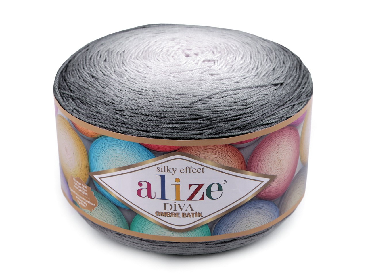 Pletací příze Diva Ombre Batik 250 g, barva 4 (7380) šedá nejsvětlější šedá