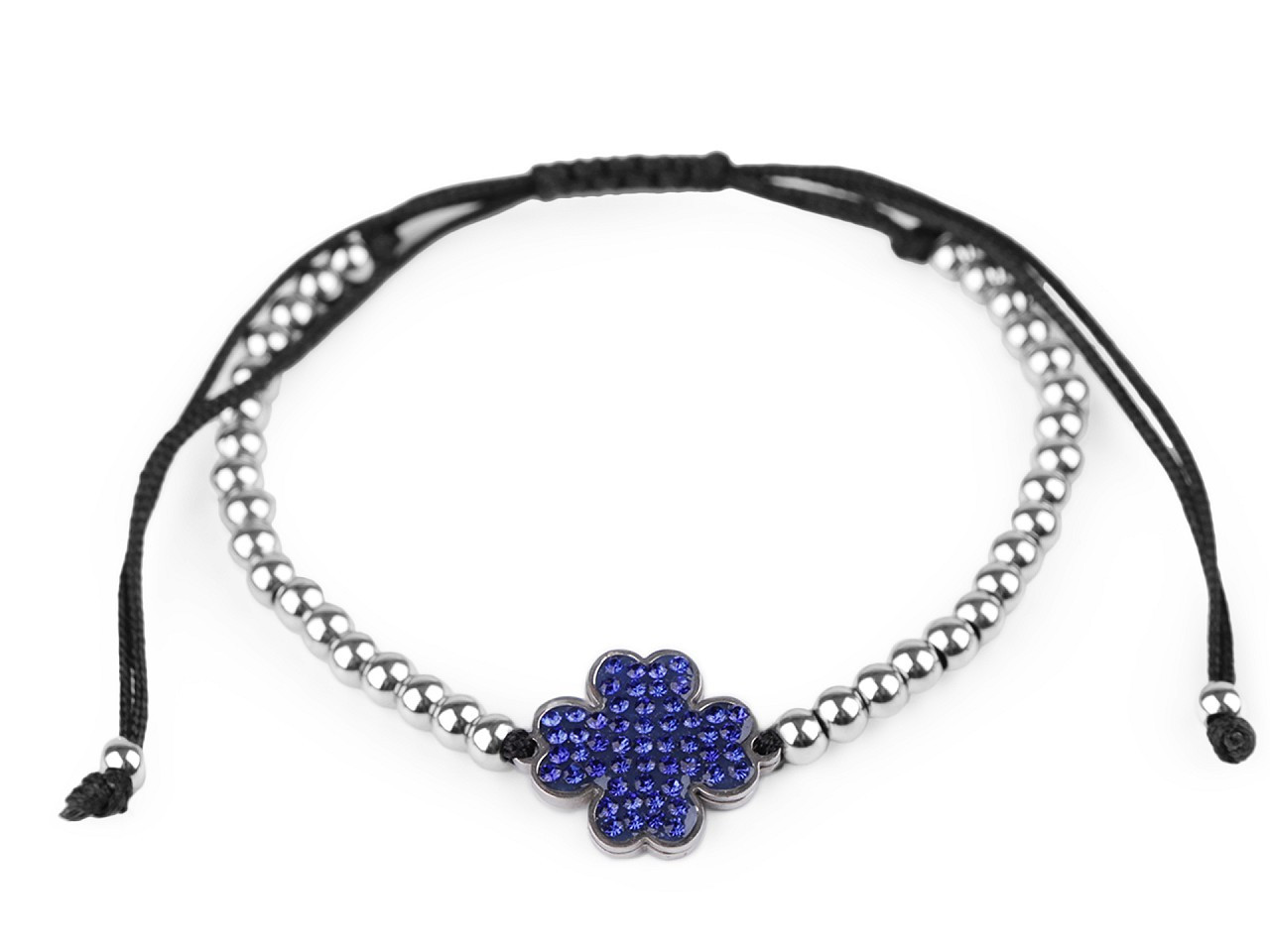 Náramek shamballa z nerezové oceli, barva 10 modrá královská čtyřlístek
