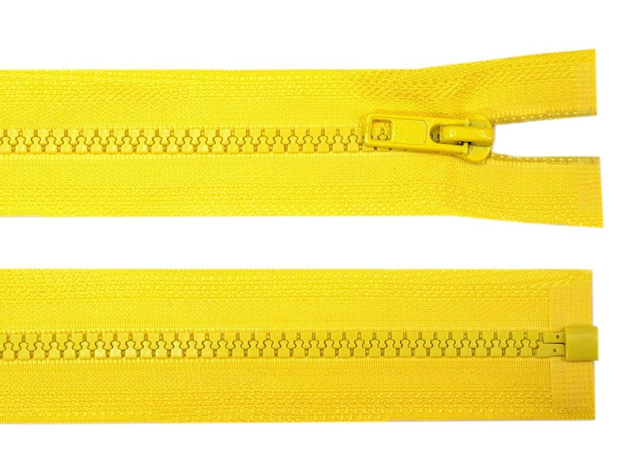 Kostěný zip šíře 5 mm délka 75 cm bundový, barva 110 žlutá