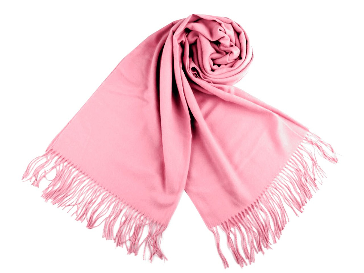 Šátek / šála typu pashmina s třásněmi 65x180 cm, barva 26 (17) růžová sv.