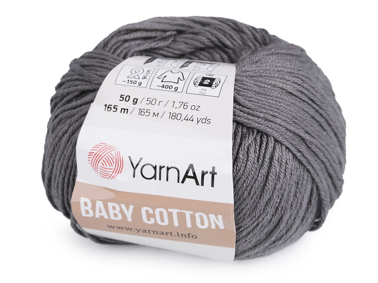 Pletací příze Baby Cotton 50 g, barva 12 (454) šedá