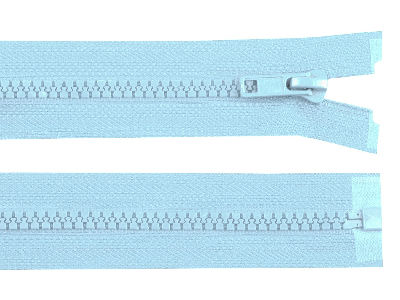 Kostěný zip šíře 5 mm délka 75 cm bundový, barva 183 modrá ledová